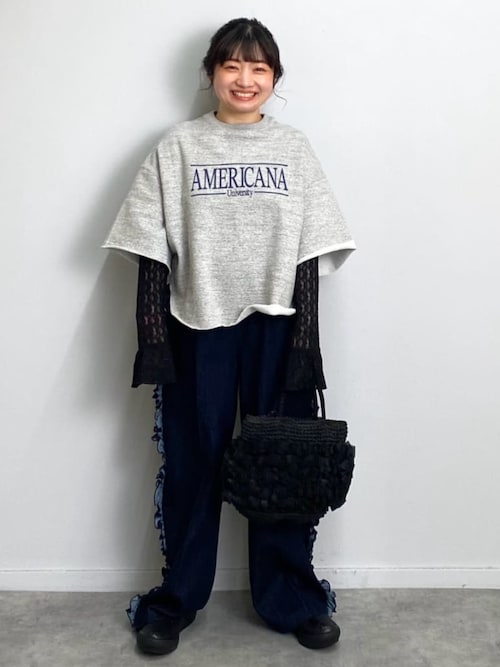 Americana/アメリカーナ] 別注 ロゴプリント カットオフスウェット