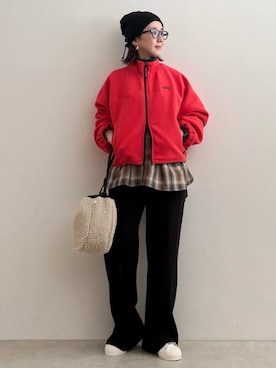 「アイテム（その他アウター、レッド系）」を使った、yunaさん（レディース・148cm）の秋コーディネート