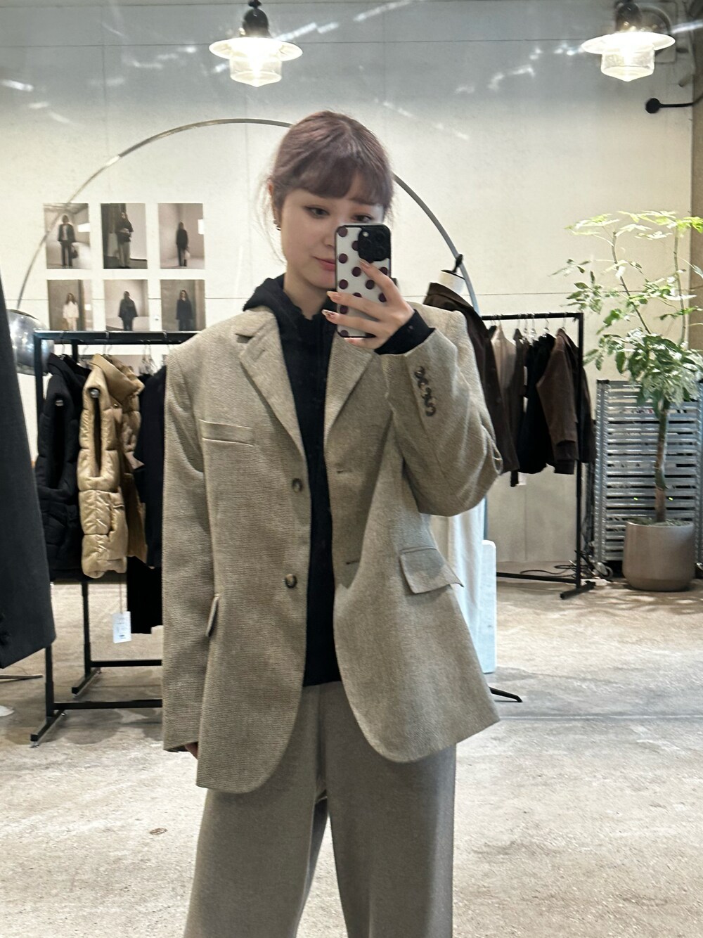 LA PEAU DE GEM】check single breasted jacket/チェックシングル