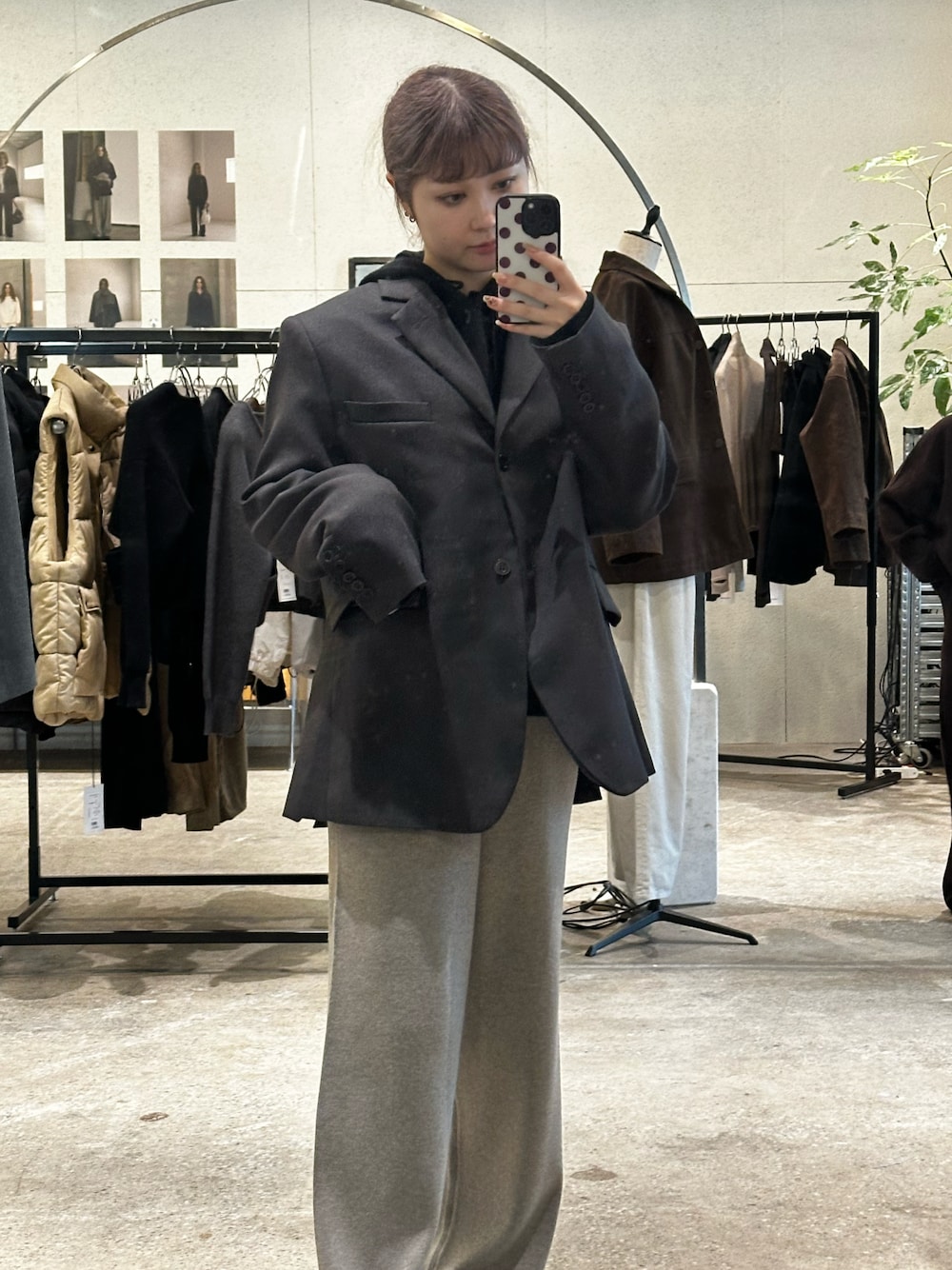LA PEAU DE GEM】check single breasted jacket/チェックシングル