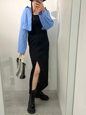 「キャミワンピ」｜「アイテム（アンサンブル）」を使った、江口光代さん（レディース・162cm）の夏コーディネート