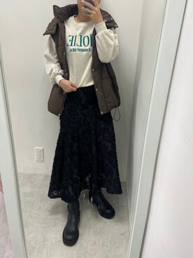 「ベストコーデ」｜「アイテム（ダウンジャケット/コート）」を使った、江口光代さん（レディース・162cm）の秋コーディネート