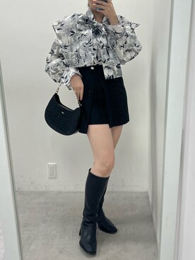 「one after another NICE CLAUP（ワンアフターアナザーナイスクラップ）のビジューボタンスカパン　2023SS（その他パンツ）」を使った、江口光代さん（レディース・162cm）の冬コーディネート