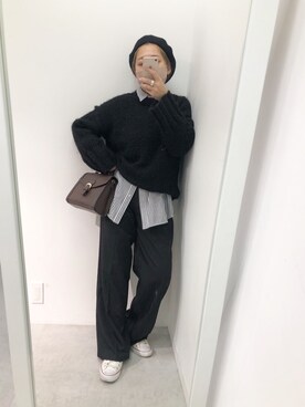 「one after another NICE CLAUP（ワンアフターアナザーナイスクラップ）のアイテム（ハンチング/ベレー帽）」を使った、江口光代さん（レディース・162cm）の秋コーディネート