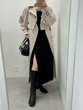 「ほめられ本命コーデ」｜「アイテム（トレンチコート）」を使った、江口光代さん（レディース・162cm）の冬コーディネート