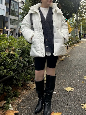 「one after another NICE CLAUP（ワンアフターアナザーナイスクラップ）のアイテム（ダウンジャケット/コート）」を使った、江口光代さん（レディース・162cm）の冬コーディネート