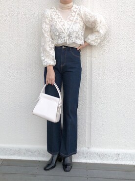 「タートルネック」｜「アイテム（アンサンブル）」を使った、江口光代さん（レディース・162cm）の冬コーディネート