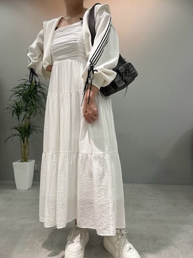 「お出かけスタイル」｜「アイテム（ワンピース/ドレス）」を使った、江口光代さん（レディース・162cm）の夏コーディネート