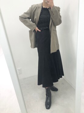 「Seemi. byNICECLAUP（ シーミーバイナイスクラップ）のアイテム（テーラードジャケット）」を使った、江口光代さん（レディース・162cm）の秋コーディネート