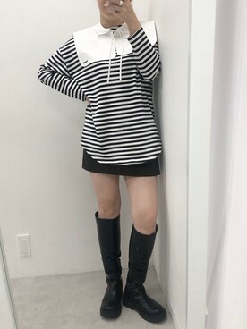 「one after another NICE CLAUP（ワンアフターアナザーナイスクラップ）の美シルエットなシンプルスカパン（その他パンツ）」を使った、江口光代さん（レディース・162cm）の冬コーディネート