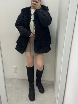 「one after another NICE CLAUP（ワンアフターアナザーナイスクラップ）のアイテム（ノーカラーコート）」を使った、江口光代さん（レディース・162cm）の秋コーディネート
