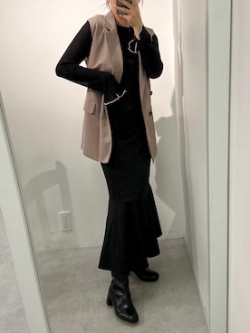 「one after another NICE CLAUP（ワンアフターアナザーナイスクラップ）のアイテム（セットアップ）」を使った、江口光代さん（レディース・162cm）の夏コーディネート