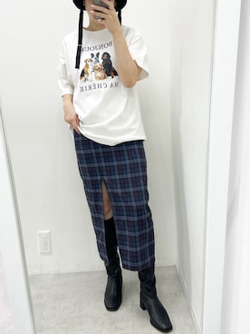「夏秋ミックス」｜「アイテム（帽子）」を使った、江口光代さん（レディース・162cm）の夏コーディネート