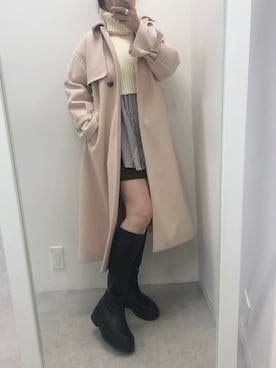 「コート」｜「アイテム（チュニック）」を使った、江口光代さん（レディース・162cm）の秋コーディネート