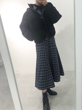 「one after another NICE CLAUP（ワンアフターアナザーナイスクラップ）のアイテム（シャツワンピース）」を使った、江口光代さん（レディース・162cm）の秋コーディネート