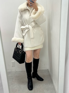「one after another NICE CLAUP（ワンアフターアナザーナイスクラップ）のアイテム（ポンチョ）」を使った、江口光代さん（レディース・162cm）の秋コーディネート