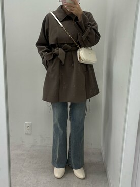 「one after another NICE CLAUP（ワンアフターアナザーナイスクラップ）のアイテム（チェスターコート）」を使った、江口光代さん（レディース・162cm）の秋コーディネート