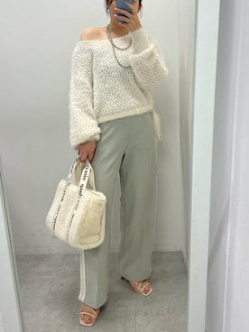 「one after another NICE CLAUP（ワンアフターアナザーナイスクラップ）のアイテム（スウェットパンツ）」を使った、江口光代さん（レディース・162cm）の夏コーディネート