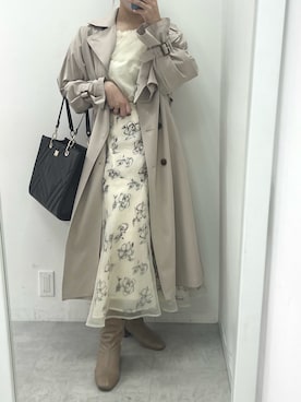 「one after another NICE CLAUP（ワンアフターアナザーナイスクラップ）のアイテム（トレンチコート）」を使った、江口光代さん（レディース・162cm）の冬コーディネート