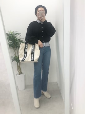 「one after another NICE CLAUP（ワンアフターアナザーナイスクラップ）のアイテム（ハンチング/ベレー帽）」を使った、江口光代さん（レディース・162cm）の冬コーディネート