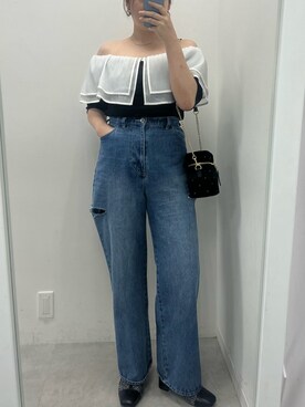 「襟付きトップス」｜「アイテム（ブーツ）」を使った、江口光代さん（レディース・162cm）の夏コーディネート