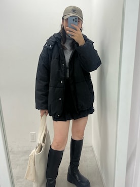 「one after another NICE CLAUP（ワンアフターアナザーナイスクラップ）のアイテム（キャップ）」を使った、江口光代さん（レディース・162cm）の秋コーディネート