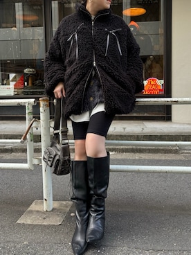 「one after another NICE CLAUP（ワンアフターアナザーナイスクラップ）のアイテム（ブルゾン）」を使った、江口光代さん（レディース・162cm）の冬コーディネート
