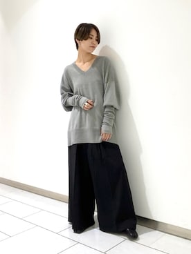 「Vネック」｜Sasakiさん（レディース・155cm）の秋コーディネート