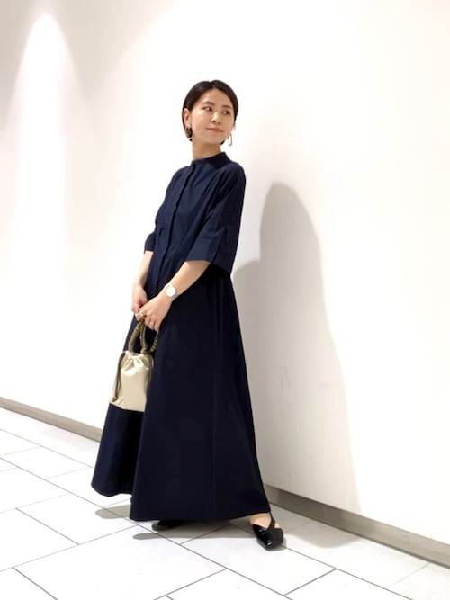 アーバンリサーチSasakiさんのワンピースを使ったコーディネート - ZOZOTOWN バンドカラーワンピース　ネイビー　KBF