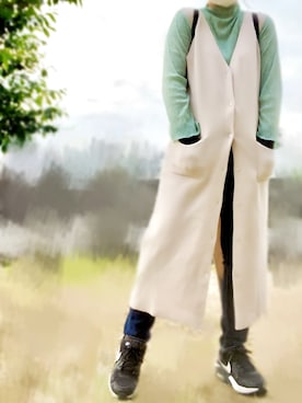 「NIKE（ナイキ）のNIKE ナイキ W AIRMAX EXCEE ウィメンズ エア マックス エクシー  CD5432-003 003BLK/WHT（スニーカー、ブラック系）」を使った、mican🍊さん（レディース・162cm）の春コーディネート