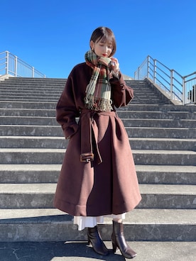 「SPINNS（スピンズ）のアイテム（マフラー）」を使った、Ayaさん（レディース・158cm）の冬コーディネート