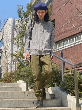 「ALDIES（アールディーズ）のアイテム（ハンチング/ベレー帽）」を使った、しょうたろうさん（メンズ・183cm）の春コーディネート