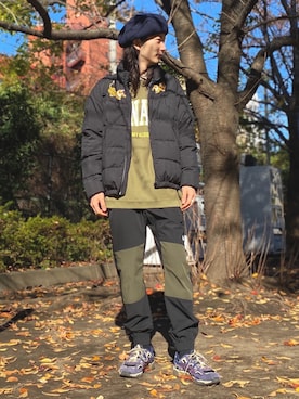 「ALDIES（アールディーズ）のアイテム（ハンチング/ベレー帽）」を使った、しょうたろうさん（メンズ・183cm）の秋コーディネート