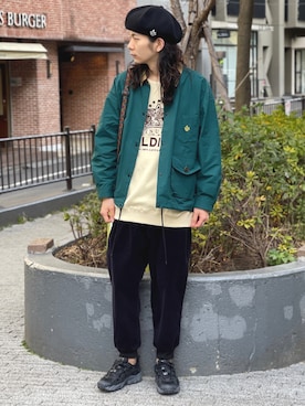 「ALDIES（アールディーズ）のアイテム（ハンチング/ベレー帽）」を使った、しょうたろうさん（メンズ・183cm）の冬コーディネート
