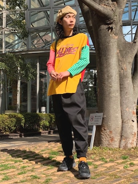 「ALDIES（アールディーズ）のアイテム（ハンチング/ベレー帽）」を使った、しょうたろうさん（メンズ・183cm）の春コーディネート