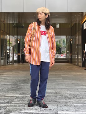 「ALDIES（アールディーズ）のアイテム（ハンチング/ベレー帽）」を使った、しょうたろうさん（メンズ・183cm）の秋コーディネート