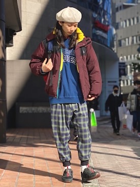 「ALDIES（アールディーズ）のアイテム（ハンチング/ベレー帽）」を使った、しょうたろうさん（メンズ・183cm）の冬コーディネート