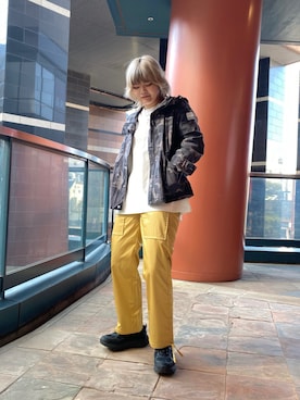 「迷彩」｜「アイテム（ブルゾン）」を使った、莉子さん（レディース・163cm）の冬コーディネート