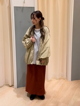 「ギャザーブルゾン」｜つじあやのさん（レディース・149cm）の秋コーディネート