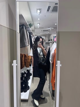 「GRL（グレイル）のチェーンフラップショルダーバッグ（ショルダーバッグ）」を使った、れ ぇさん（レディース・154cm）の冬コーディネート