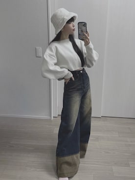 「アイテム（ハット）」を使った、𝐬𝐡𝐢𝐨𝐫𝐢 𓆸さん（レディース・156cm）の冬コーディネート
