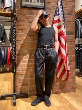 「schott(ショット)のアイテム(ブレスレット)」を使った、総料理長(schottのイケオジ)さん(メンズ・170cm)の夏コーディネート