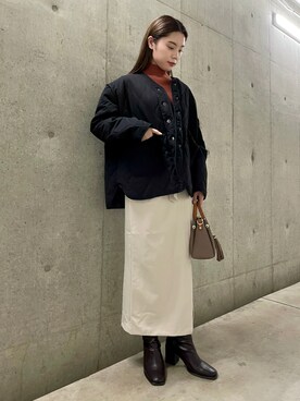 「タートルネック」｜「アイテム（ナイロンジャケット）」を使った、yuiさん（レディース・156cm）の秋コーディネート