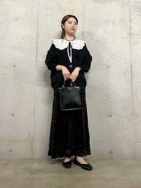 「ベロアスカート」｜「アイテム（パンプス）」を使った、yuiさん（レディース・156cm）の秋コーディネート