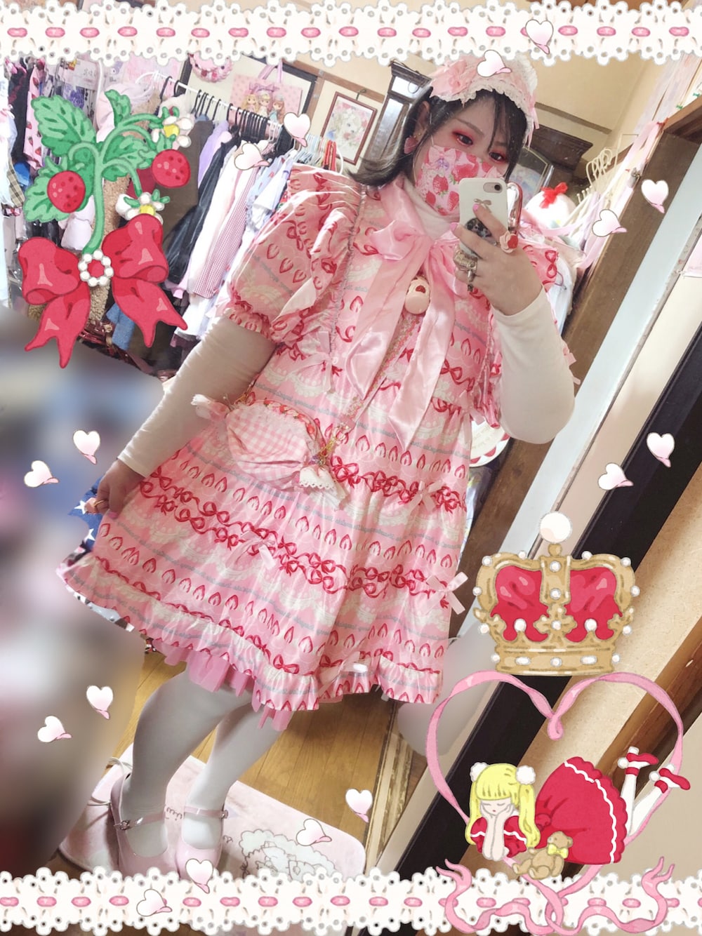 「ootd、原宿ファッション、フェアリー、ピンク、ケーキ、いちご、プラスサイズ」｜「prettydaysのアイテム（ワンピース、ピンク系）」を使った、しろうさぎさん（レディース・155cm）の冬コーディネートの1枚目の写真