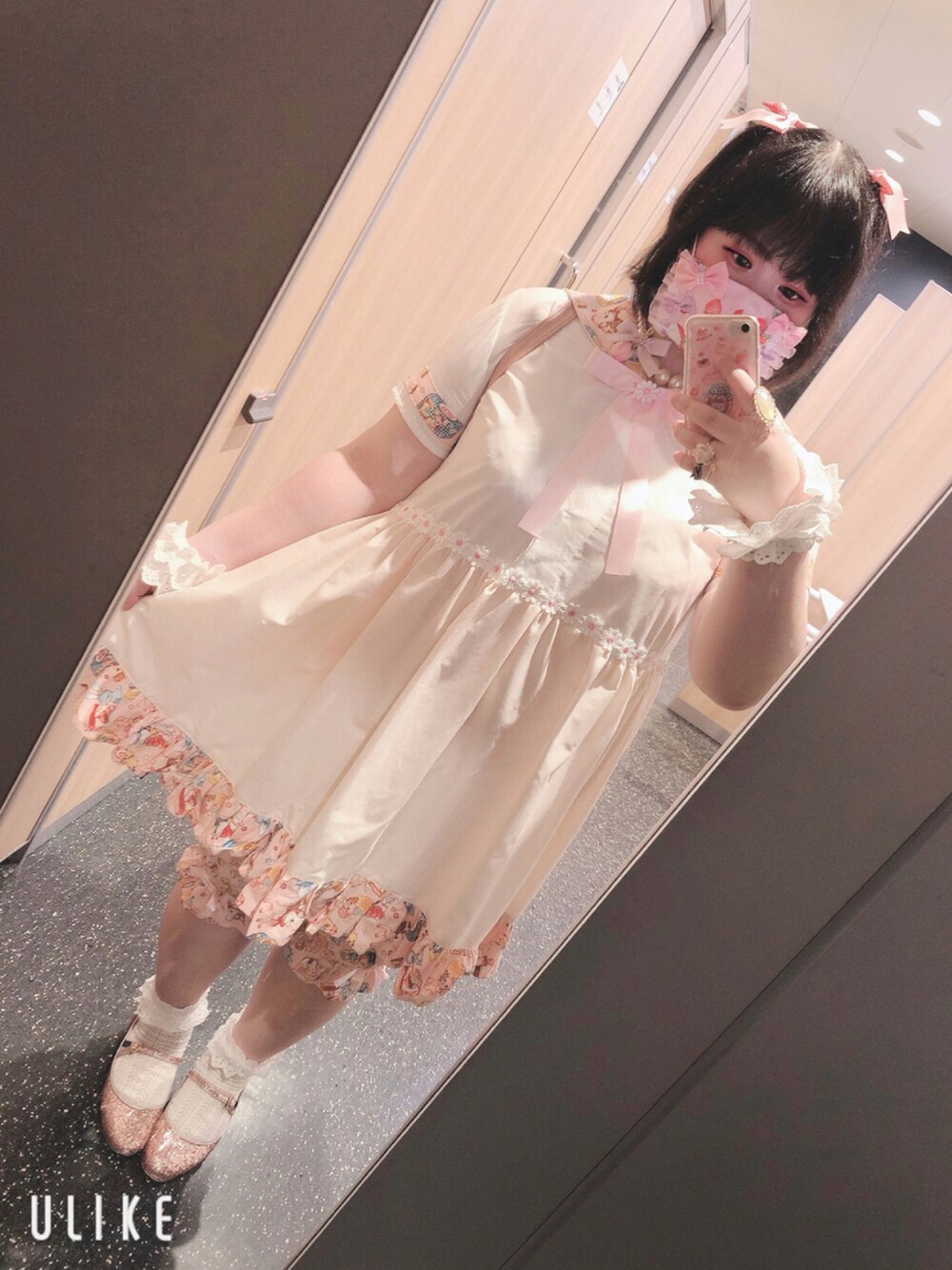 「ootd、ファンシー、アニマル柄、ハンドメイド、セットアップ」｜「Handmadeのアイテム（ワンピース、ピンク系）」を使った、しろうさぎさん（レディース・155cm）の夏コーディネートの1枚目の写真