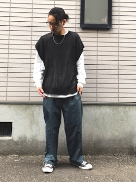 「アイテム（その他トップス、ホワイト系）」を使った、✂︎ISSEI✂︎さん（メンズ・172cm）の春コーディネート