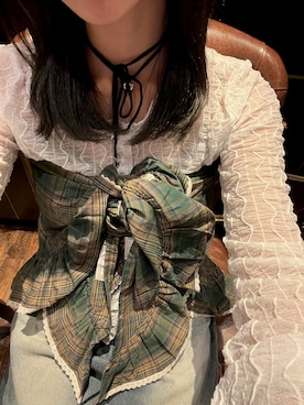 「アイテム（バンダナ/スカーフ）」を使った、aonaさん（レディース・156cm）の秋コーディネート