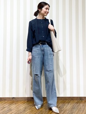 「Cutie Blonde（キューティーブロンド）のアイテム（デニムパンツ）」を使った、SAOさん（レディース・163cm）の春コーディネート