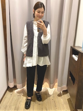 「アイテム（チュニック）」を使った、SAOさん（レディース・163cm）の秋コーディネート